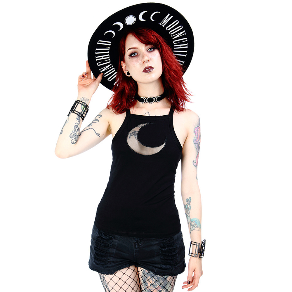 Restyle - Mesh Moon Top - Schwarz
